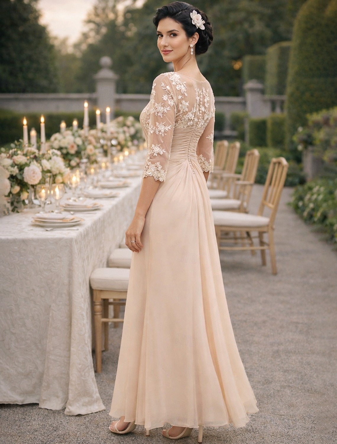 A-Line Floor Length Wedding Guest Dress Formal Dresses Evening Gown Mother  of the Bride Dress