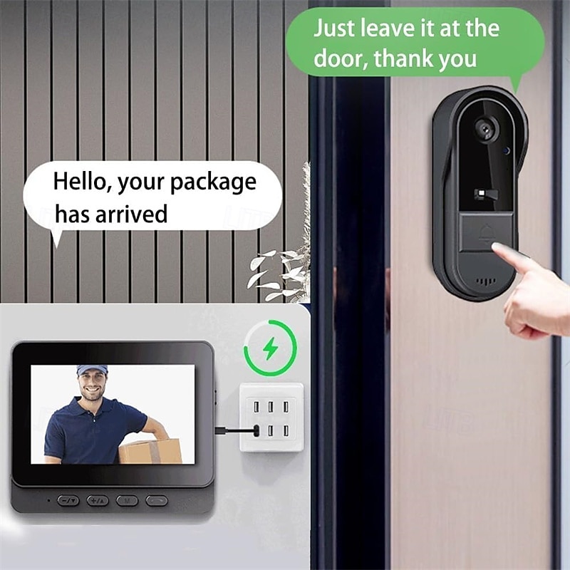 Video Doorbell 4.3-inch Hd Indoor Display, 170 Wide-angle View, Two-way Audio, Automatic Image Recording 2026 - $89.99 –P5