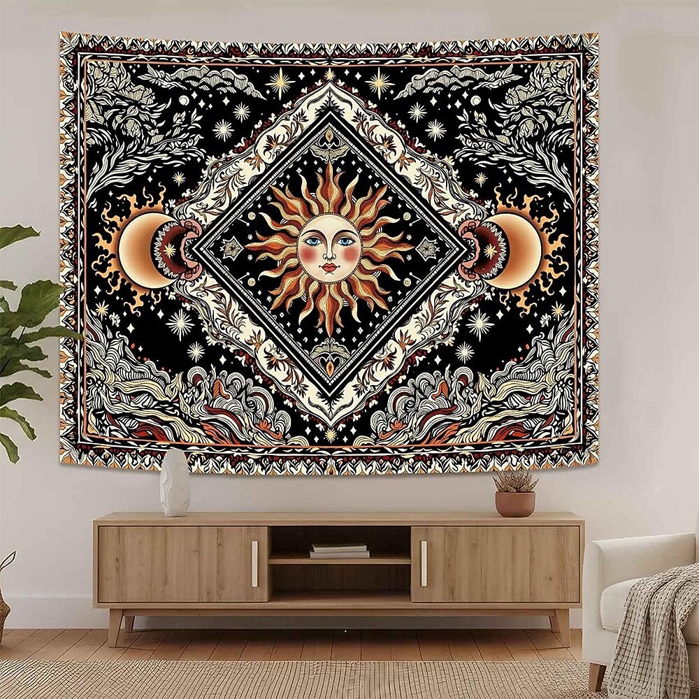 Tapiserie de perete cu soare, agățat, boho ceresc, fluture, stele, flori, cameră de yoga, decor de meditație, artă spirituală zen, poster din material textil pentru sufragerie 2026 - $20.99 –P8