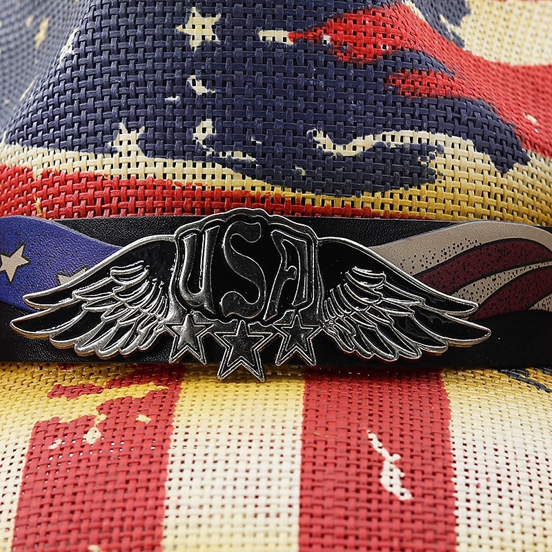 250-jähriges Jubiläum USA Retro Vintage Wilder Westen Cowboyhut Cowgirl-Hut Cowgirl Cowboy Westlicher Cowboy Kostüm Unisex Maskerade 4. Juli Party Unabhängigkeitstag Erwachsene Hut Ganzjahres 2026 - $26.99 –P4