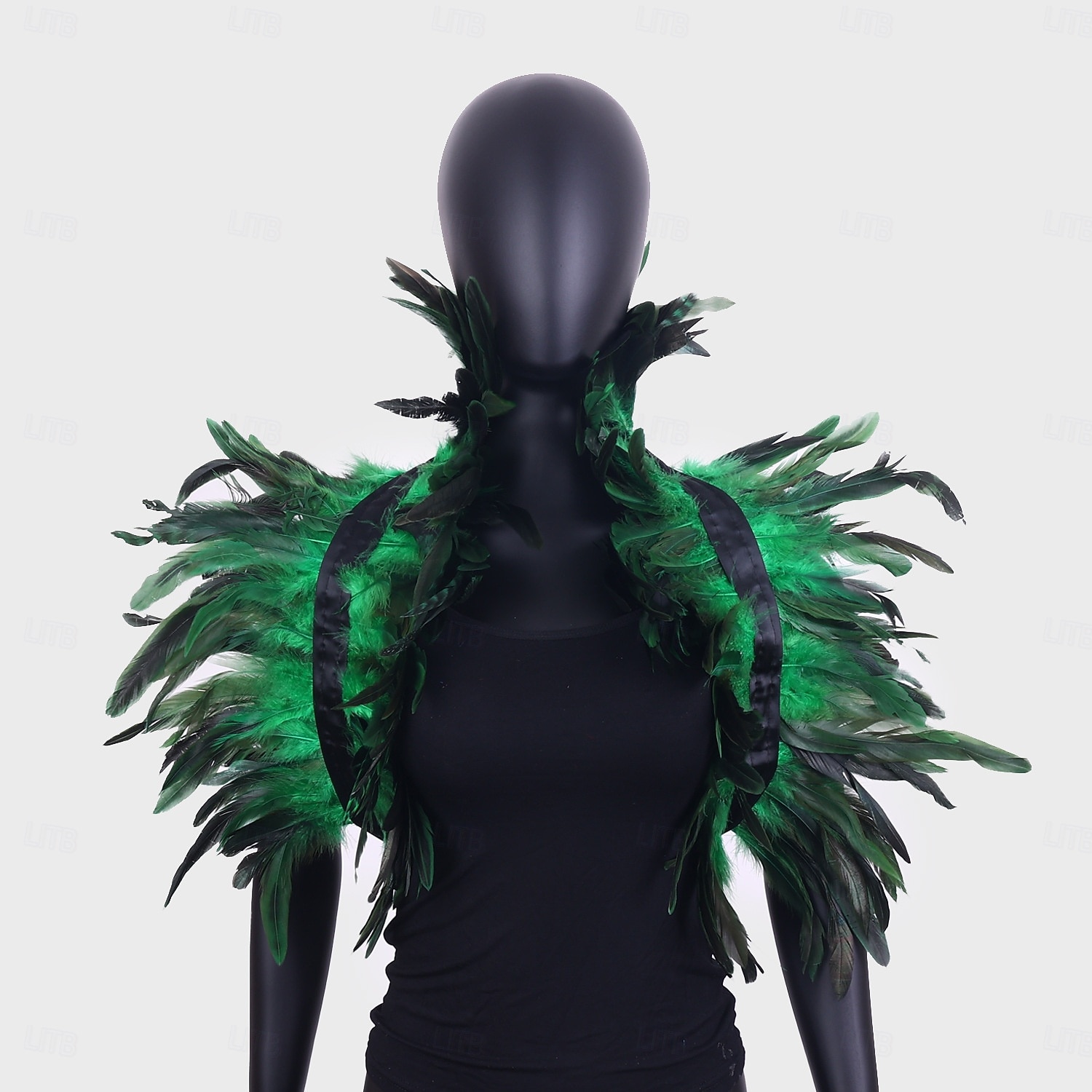 Karnival 2026 Rio Karnival Samba Tillbehör Kvinnors Gröna Svarta Fjäder Cape Sjalkappa Brasilien Festival Uppträdande Kostym 2026 - $13.49 –P1