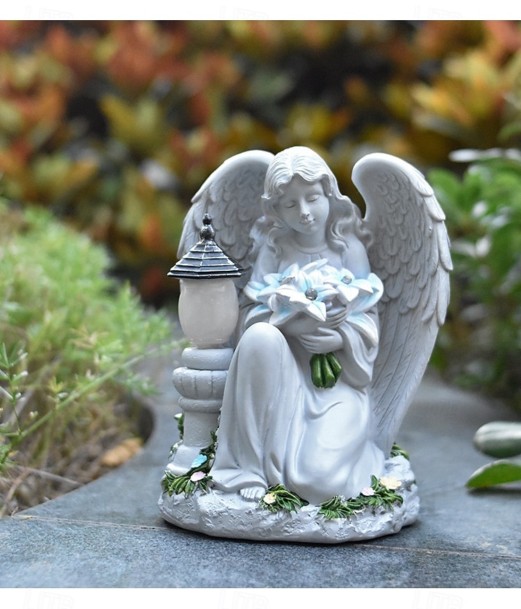 1 db kültéri, napelemes, vízálló, imádkozó angyalfigura gyantás lámpa, kerti udvari ösvény gyepdekoráció, vallási angyalszobor, mezőgazdasági tájvilágítás, kültéri dekoratív kiegészítő lámpa 2026 - $39.99 –P8