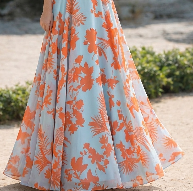 Linha A Vestidos Longo Vestido de convidada de casamento Vestido Para Mãe dos Noivos Manga 3/4 Decote V Elegante Vintage Simples Formal Chiffon com Estampa floral Franzido de 2026 por $182.99 –P3