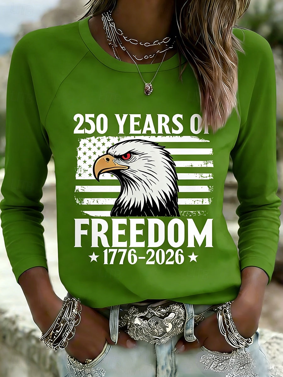 Dia da Independência Aniversário Americano Camiseta Patriótica Feminina Gráfica Bandeira Vintage Estilosa Clássica Manga Longa Gola Redonda Diário Fim de Semana Impressão Azul Preto Rosa Vermelho de 2026 por $24.99 –P3