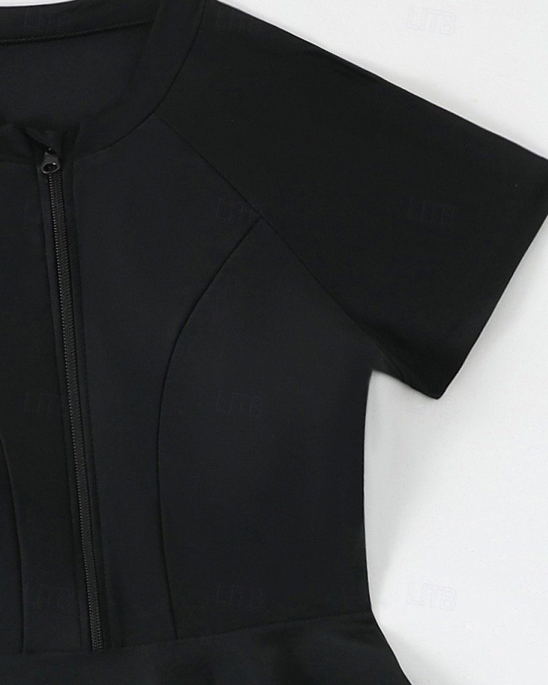 Γυναικεία Πρότυπο Προστατευτικά Τανκίνι και μπικίνι για σέρφινγκ Μαγιό Μονόχρωμο Κουμπώσου Προστασία UV Ελαστικό Κοντομάνικο Μαγιό Σέρφινγκ Καταδύσεις Κολύμβηση Καλοκαίρι 2026 - $30.99 –P15