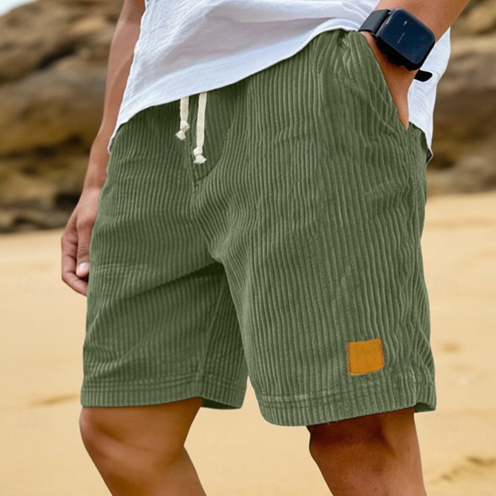 Homens Shorts de verão Shorts de praia Shorts casuais Shorts de veludo cotelê Com Cordão Cintura elástica Côr Sólida Conforto Respirável Comprimento do joelho Diário Ao ar livre Feriado Férias Moda de 2026 por $20.99 –P1