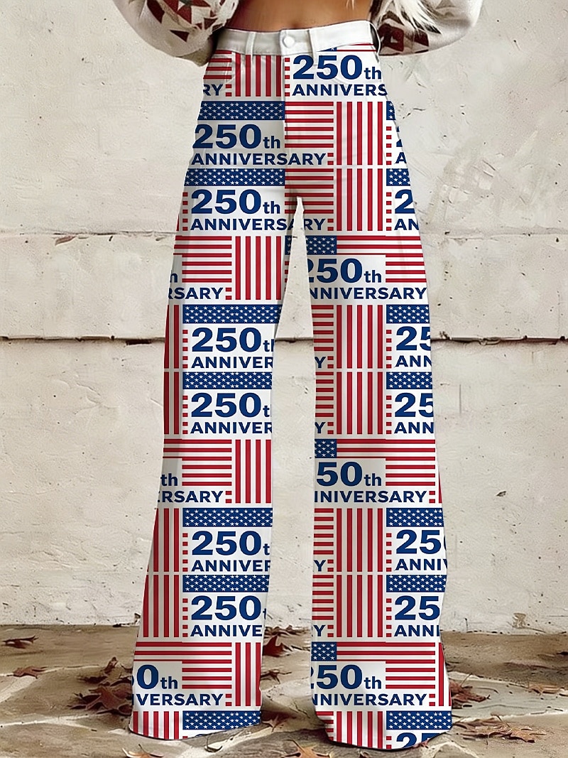 250º Aniversario de EE. UU. Retro Antiguo Años 70 Pantalones Pantalones de pierna ancha Hippie Disco Alta cintura Disfraz Mujer Mascarada 4 de julio Día de la Independencia Adulto Pantalones 2026 - $32.99 –P3
