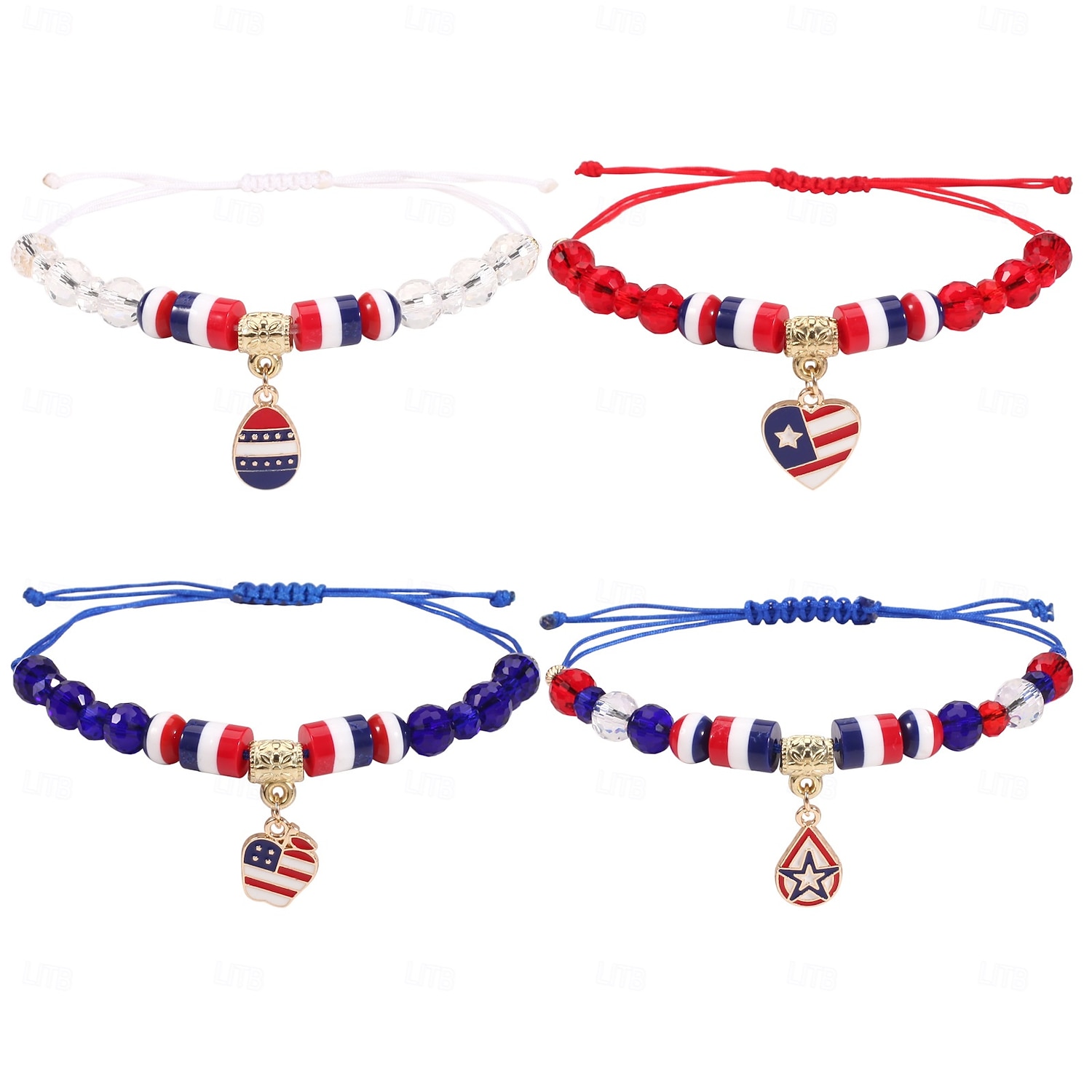 Yhdysvaltojen 250-vuotisjuhla Bracelet Vapaa-aika Aikuisten Sukupuolineutraali Itsenäisyyspäivä 4. heinäkuuta Juhla Suoritus Pukeudu 2026 - $12.49 –P5