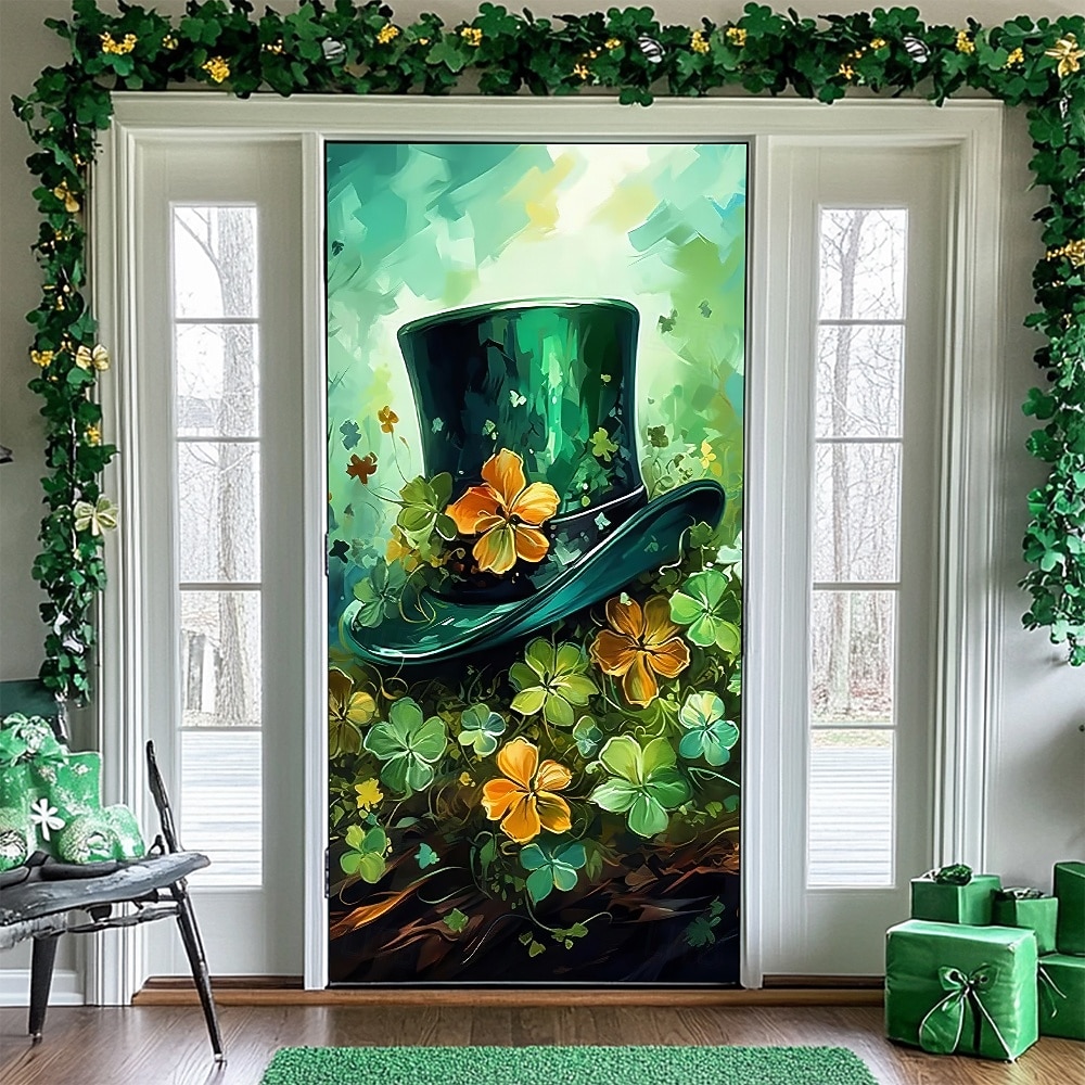 Dia de São Patrício Pôsteres Tampa da porta Banners externos Trevo Estilo bonito 3D Fantasia. De Festa Dorm Sala de Adolescentes Dormitório da faculdade Quarto de fraternidade da caverna masculina de 2026 por $17.99 –P6