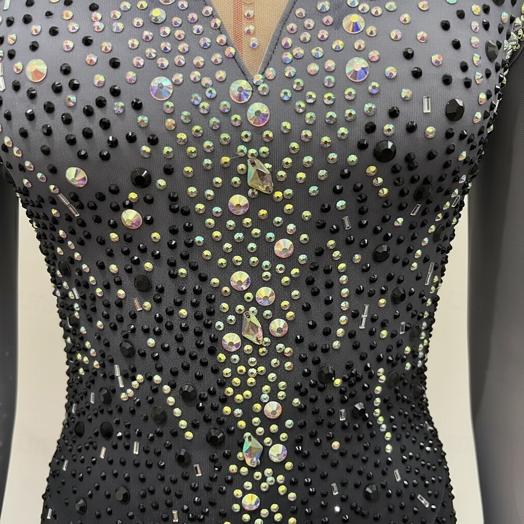 Abito da pattinaggio artistico Per donna Ragazze Pattinaggio sul ghiaccio Vestito Black Sliver Foro per il pollice Schiena aperta Rete Alta elasticità Allenamento Competizione Vestiti da pattinaggio del 2026 a $271.49 –P1