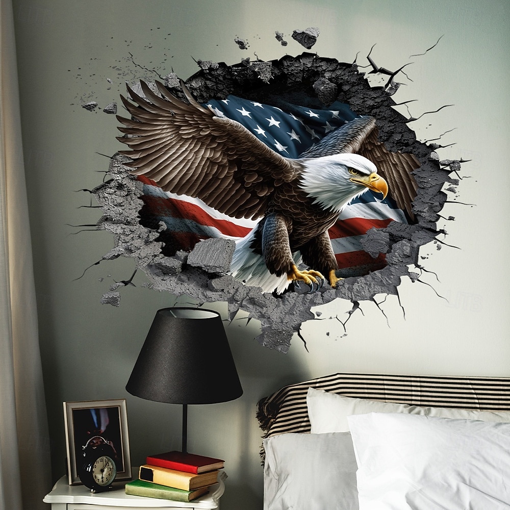 Lot de 2 stickers muraux personnalisés avec aigle et drapeau américain, motif trou béant, pour salon. de 2026 ? $9.99 –P2