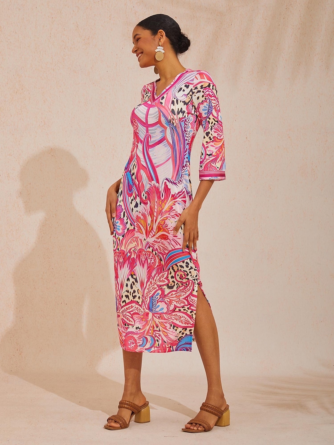 Blush&Beast abstracte roze paisley stretchjurk 2026 - $102.99 –P4