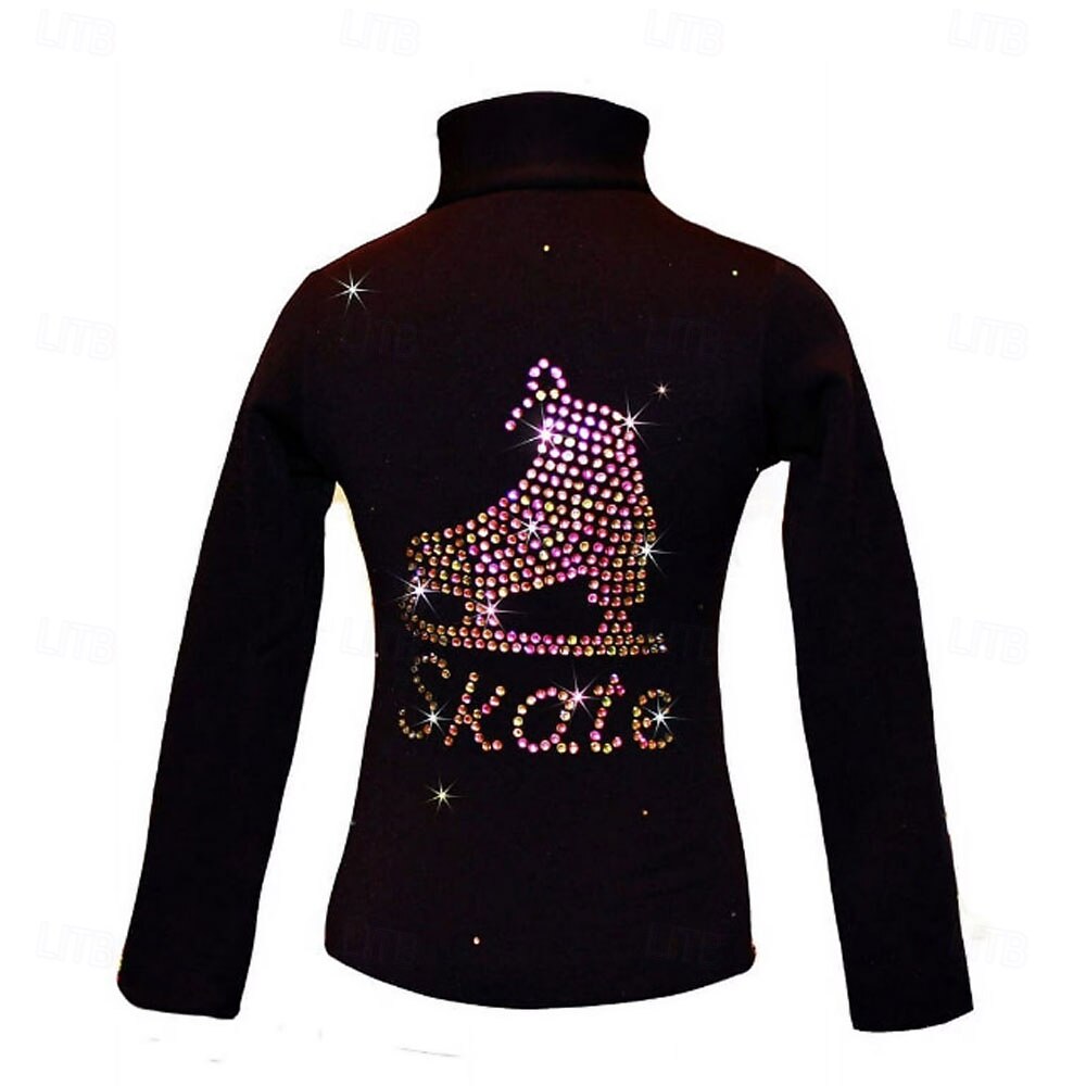 Figure Skating Fleece Jacket Women's Girls' Ice Skating Jacket Top Black Pink Blue Stretchy Training Competition Skating Wear Thermal Warm Crystal / Rhinestone Long Sleeve Ice Skating Figure Skating 2026 - $105.99 –P1