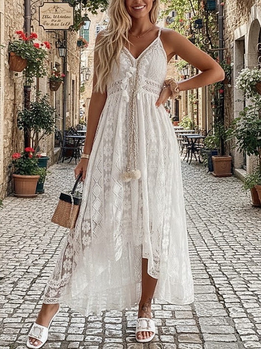 casual white midi dress for women Make It Your Own White Tiered Dress, X-Large - The Mint Julep Boutique