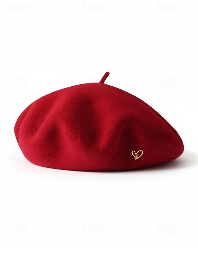 damski beret w kształcie serca, wykonany z imitacji wełny, dostępny w wielu kolorach, idealny na prezent walentynkowy i do noszenia na co dzień 2026 - $14.99 –P6