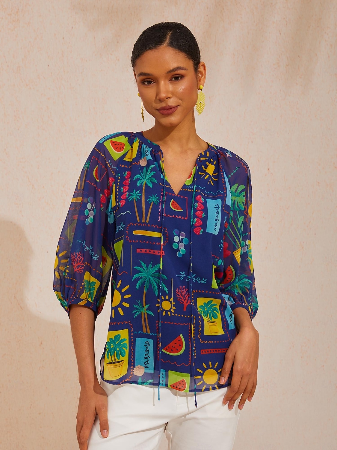 Zomerse ontsnapping: zwierige chiffon blouse 2026 - $67.99 –P3