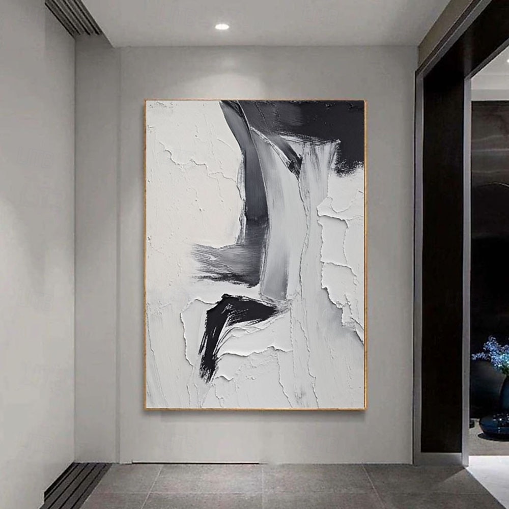 Handmade Black and White Abstract Art Black Textured Wall Art Black and ...