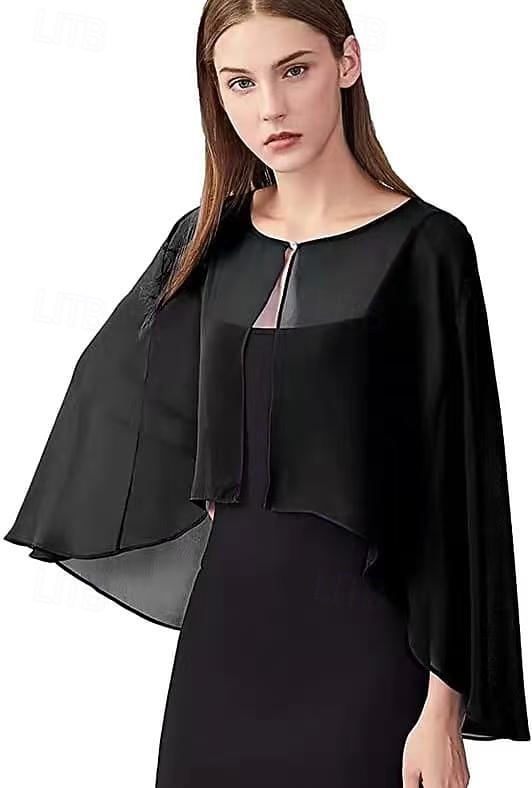 Women's Wrap Mother's Wraps Bridal's Wraps Wedding Guest 's Wraps Cape Elegant Ladies Formal Style Sleeveless Chiffon Wedding Wraps With Pure Color For Daily Summer 2026 - $22.99 –P2