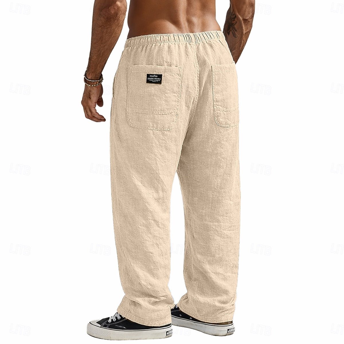 Bărbați Pantaloni de in Pantaloni Pantaloni de vară Pantaloni largi Pantaloni de plajă Cordon Buzunar Talie elastică Simplu Confort Respirabil Lungime totală Casual Zilnic Concediu Vacanță Modă Negru 2026 - $25.99 –P8