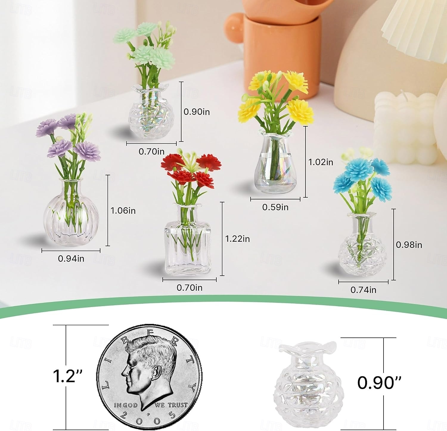 Confezione da 5 graziosi mini vasi magnetici per frigorifero, piccoli vasi di vetro con fiori, decorazioni magnetiche per frigorifero per cucina, ufficio, armadietto del 2026 a $21.99 –P4