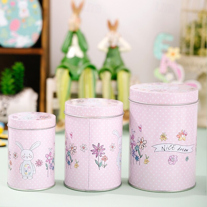 4pcs/set Easter Pink Bunny Tin Storage Bucket, Metal Rabbit Candy Gift Packaging Can, Empty Treat Container Box 2026 - $17.99 –P10