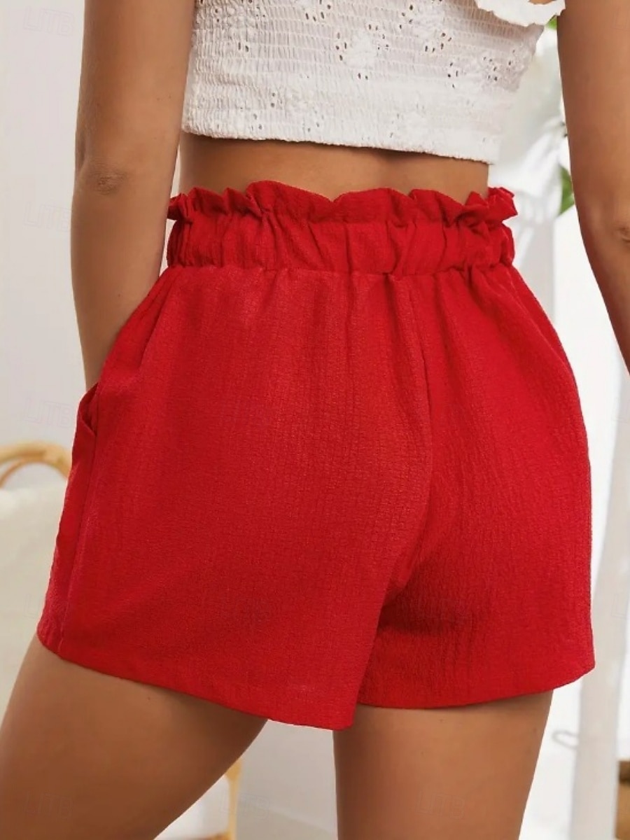 Damen Chinos Shorts Sommershorts Strandshorts Urlaub Mode Streetwear Kurz Hohe Taille Einfach Elastischer Bund Komfort Atmungsaktivität Bequem Unelastisch Täglich Urlaub Straße Rote Sommer Frühling 2026 - $14.99 –P3