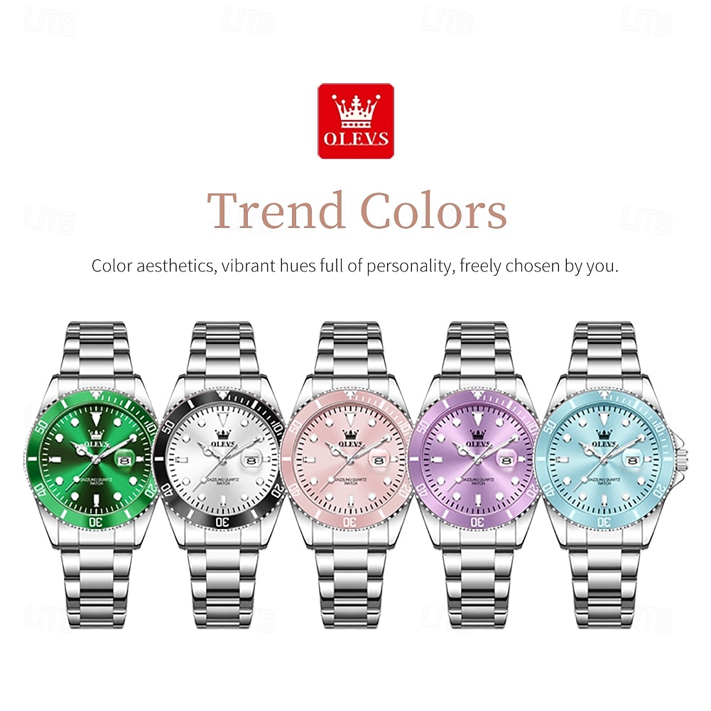 Mother's Day Gift OLEVS Women Quartz Watch Creative Minimalist Luxury Casual Calendar Date Waterproof Decoration Stainless Steel Strap Watch 2026 - $37.99 –P12