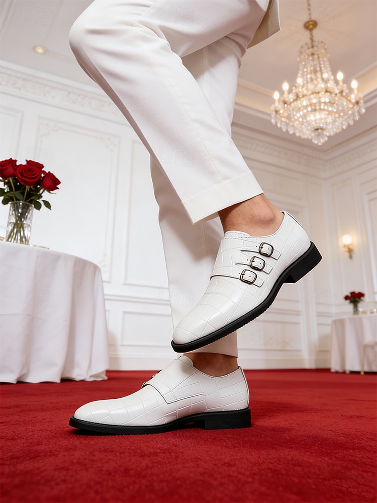 mocassini da uomo in similpelle bianca da matrimonio dal design moderno, eleganti scarpe formali per lo sposo e gli invitati al matrimonio del 2026 a $46.99 –P2