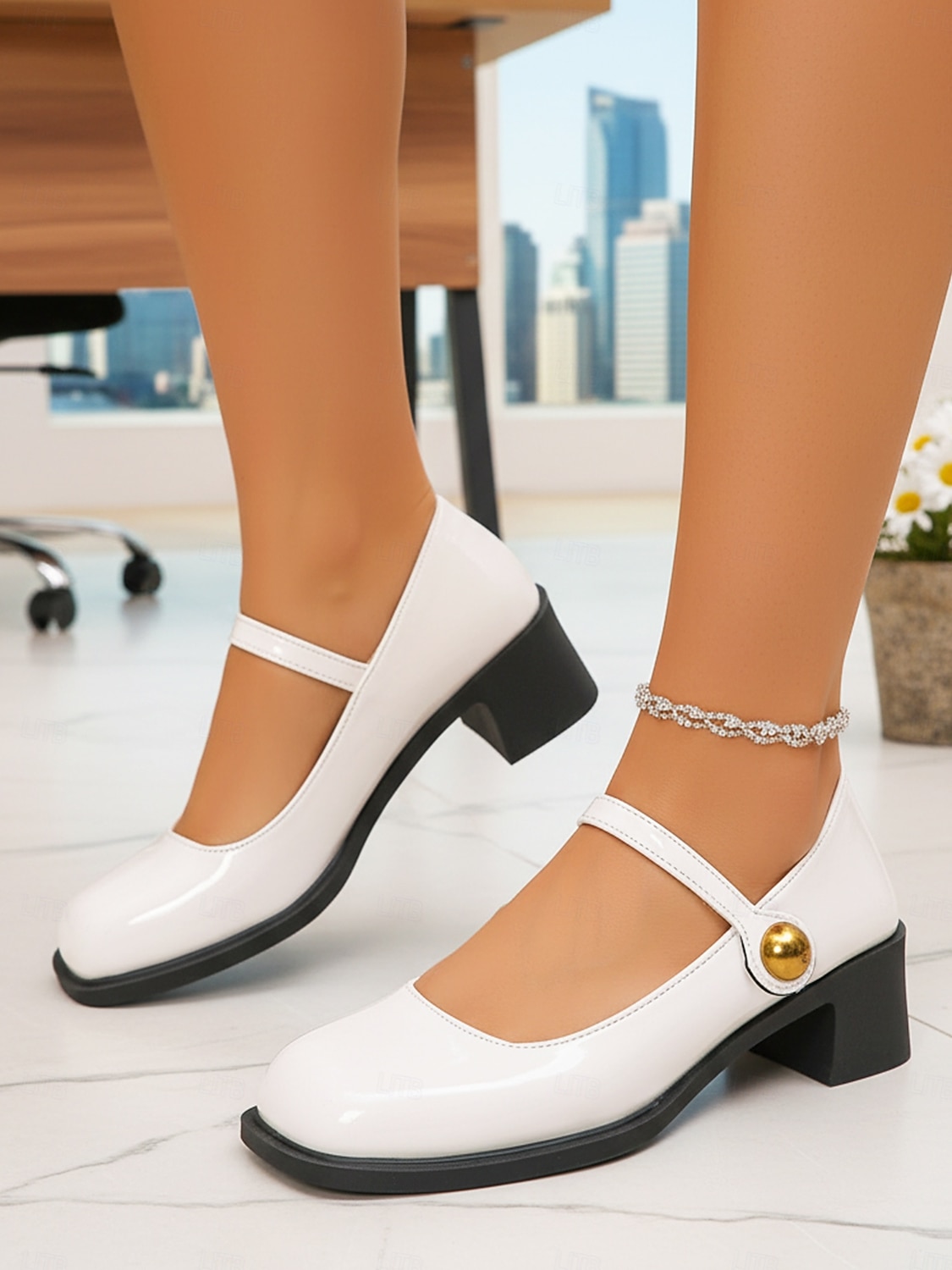 Женские красные туфли-мэри-джейн на устойчивом каблуке — удобные лакированные туфли на среднем каблуке из искусственной кожи с регулируемым ремешком для работы в офисе, делового повседневного стиля и ежедневных поездок на работу. 2026 - $19.99 –P4