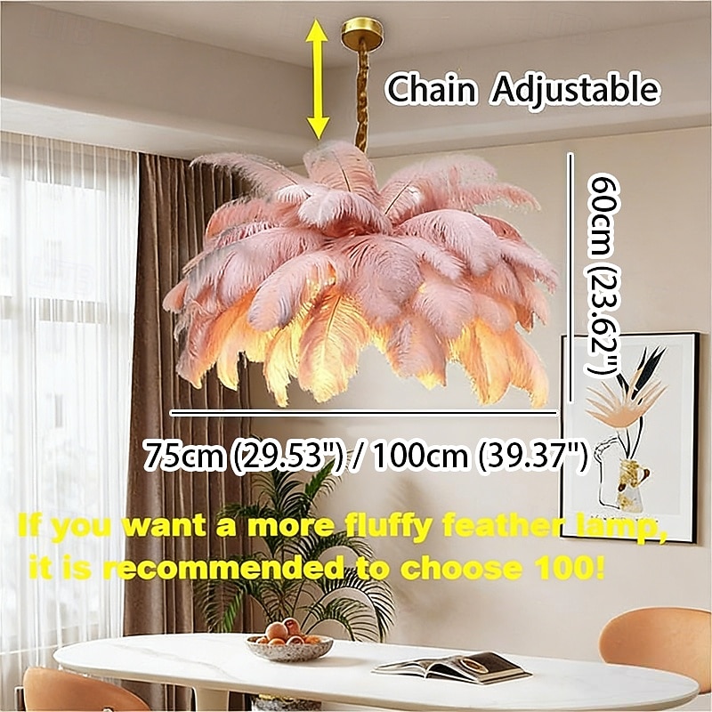 led κρεμαστό φωτιστικό πολυέλαιος πανέμορφο extra μεγάλο λευκό κρεμαστό φωτιστικό μπουκέτο από φτερά στρουθοκαμήλου ρομαντικό φωτιστικό τοποθετημένο για υπνοδωμάτιο εστιατορίου με ρυθμιζόμενη αλυσίδα (πάρτε μια εφεδρική λάμπα δωρεάν!) 2026 - $349.99 –P4