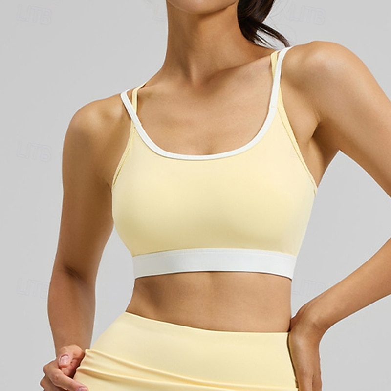 Femmes Soutien Moyen Débardeur Rembourré Brassières et Soutiens-gorge/Sport Mince ​Brassière Soutien-Gorge Rembourré Salle de sport Exercice Course Léger Élastique Respirant Noir Jaune Violet Couleur de 2026 ? $13.99 –P9