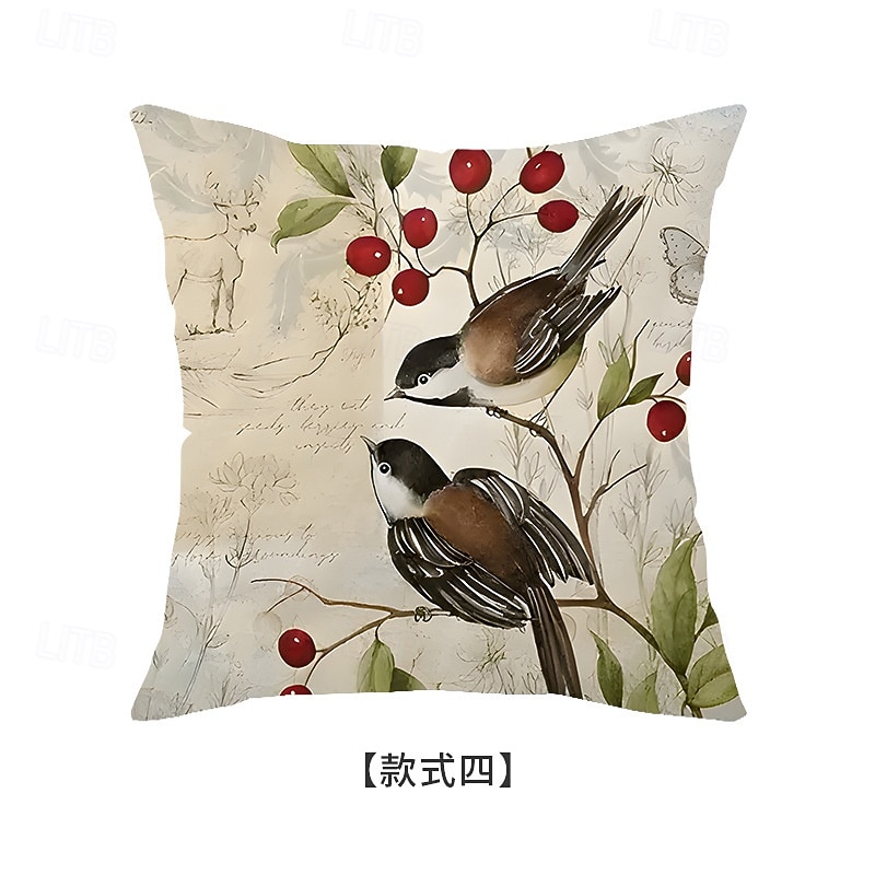 Capa de almofada decorativa em linho com estampa floral de primavera e pássaros, ideal para sala de estar, sofá e decoração de casa. de 2026 por $9.99 –P9