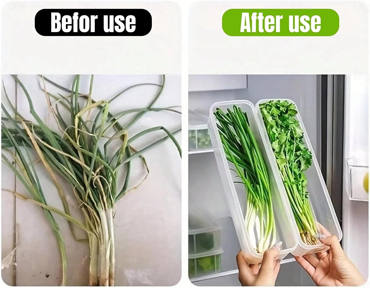 2026年 蓋付き積み重ね可能な冷蔵庫オーガナイザーコンテナ6個パック &取り外し可能な排水トレイ、肉、魚、野菜、麺類、ネギなどの長い食品保存ボックス &ハーブ  コレクション – $4.99 –P3