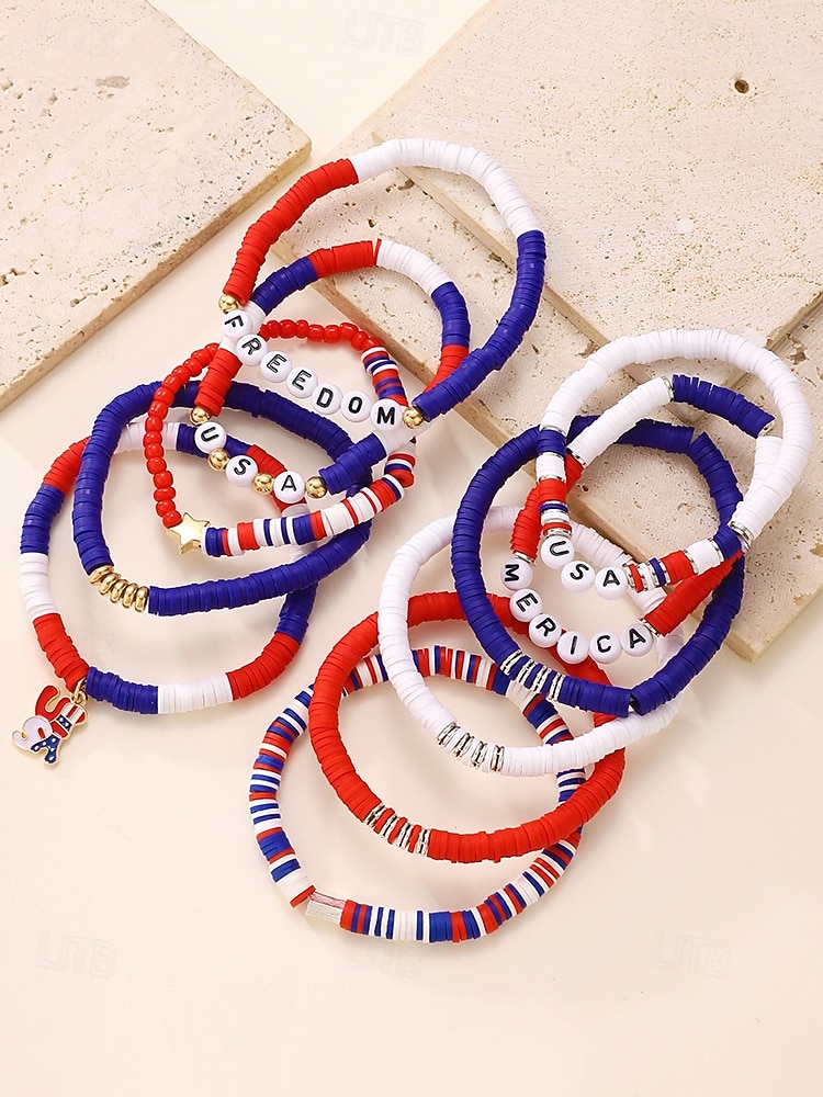 Юбилейный комплект акриловых бусин для женщин к 250-летию США доступен в разных стилях тема свободы США идеально подходит для повседневной носки 2026 - $9.99 –P5