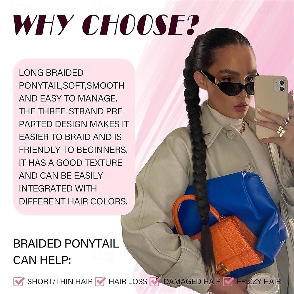Long Braid Ponytail Extension with Hair Tie DIY Wrap Around Synthetic Hairpiece Natural Soft Fluffy Style for Women s Daily Wear 34 Inches Mixed Brown 2026 - $13.99 –P4