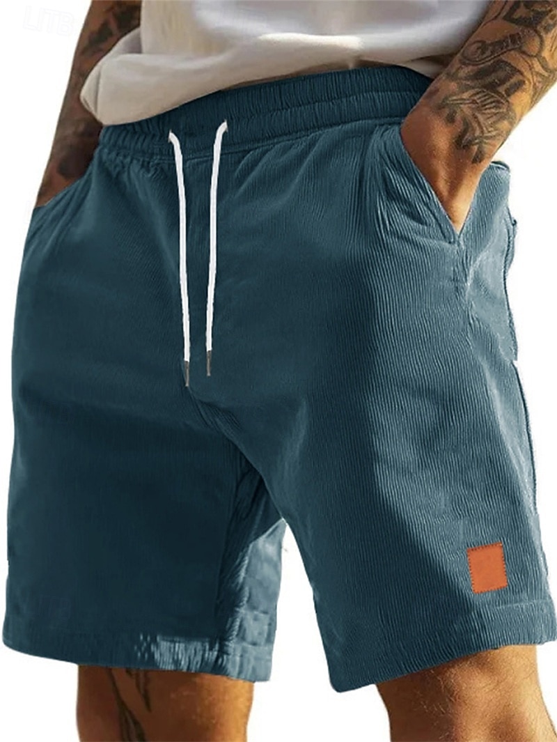 Per uomo Shorts Pantaloncini casual Pantaloncini di velluto a coste Tasca Elastico in vita Semplice Tinta unita Comodità Traspirante Sopra il ginocchio Casuale All'aperto Spiaggia Vacanza Moda Blu del 2026 a $17.99 –P6