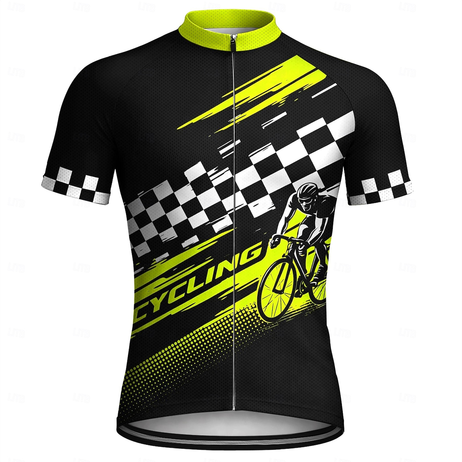 Men Cycling Jersey Downhill Jersey Geometric Checkerboard Short Sleeve Bike Jersey T Shirt with 3 Rear Pockets UV Resistant Fast Dry With Pockets Front Zipper Sports Green Clothing Apparel 2026 - $30.99 –P1