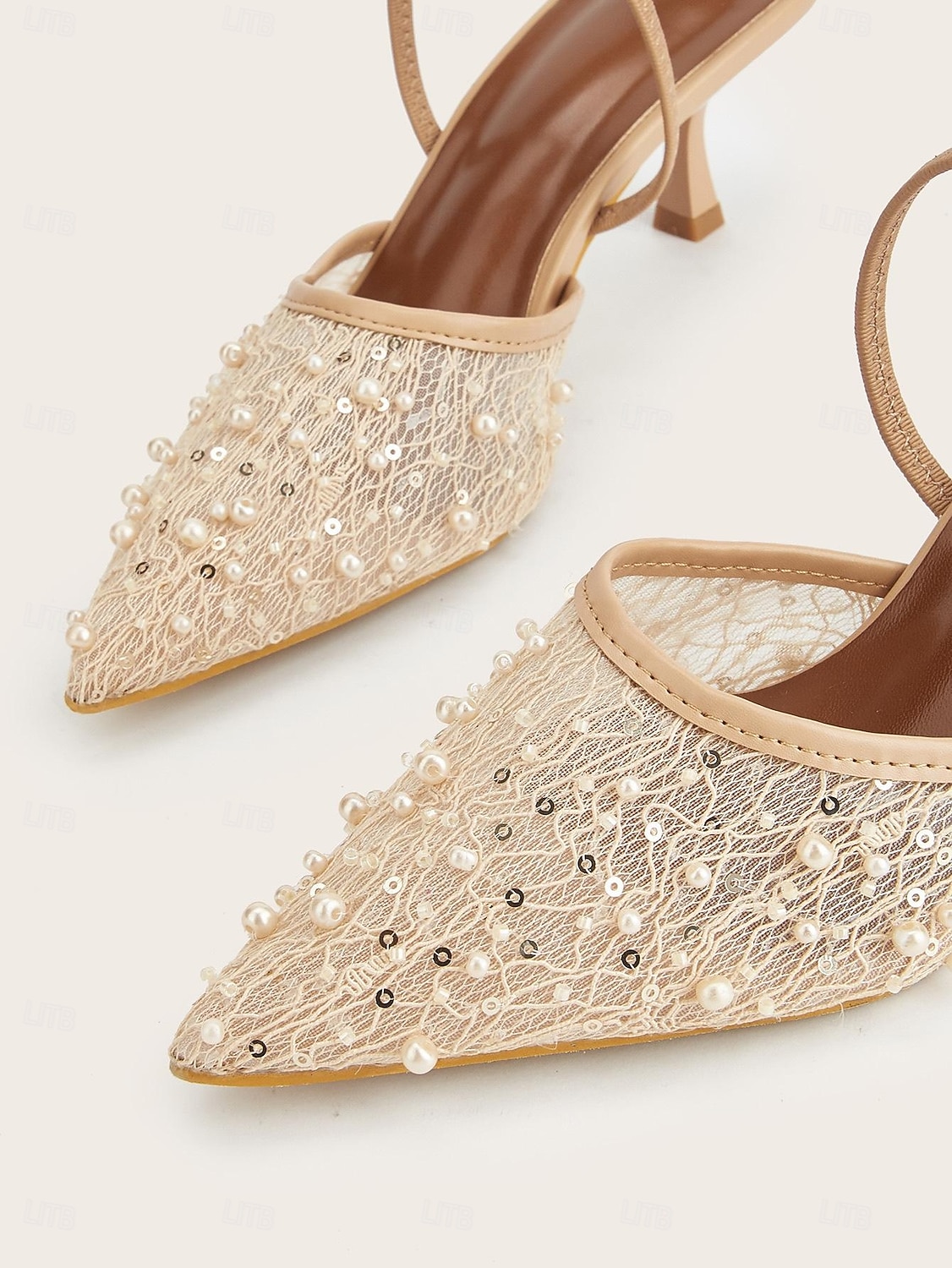 Escarpins à bride arrière en maille nude et perles pour femmes, chaussures habillées élégantes à petit talon pour les invitées de mariage, en pelouse &mariage dans un jardin de 2026 ? $54.99 –P3