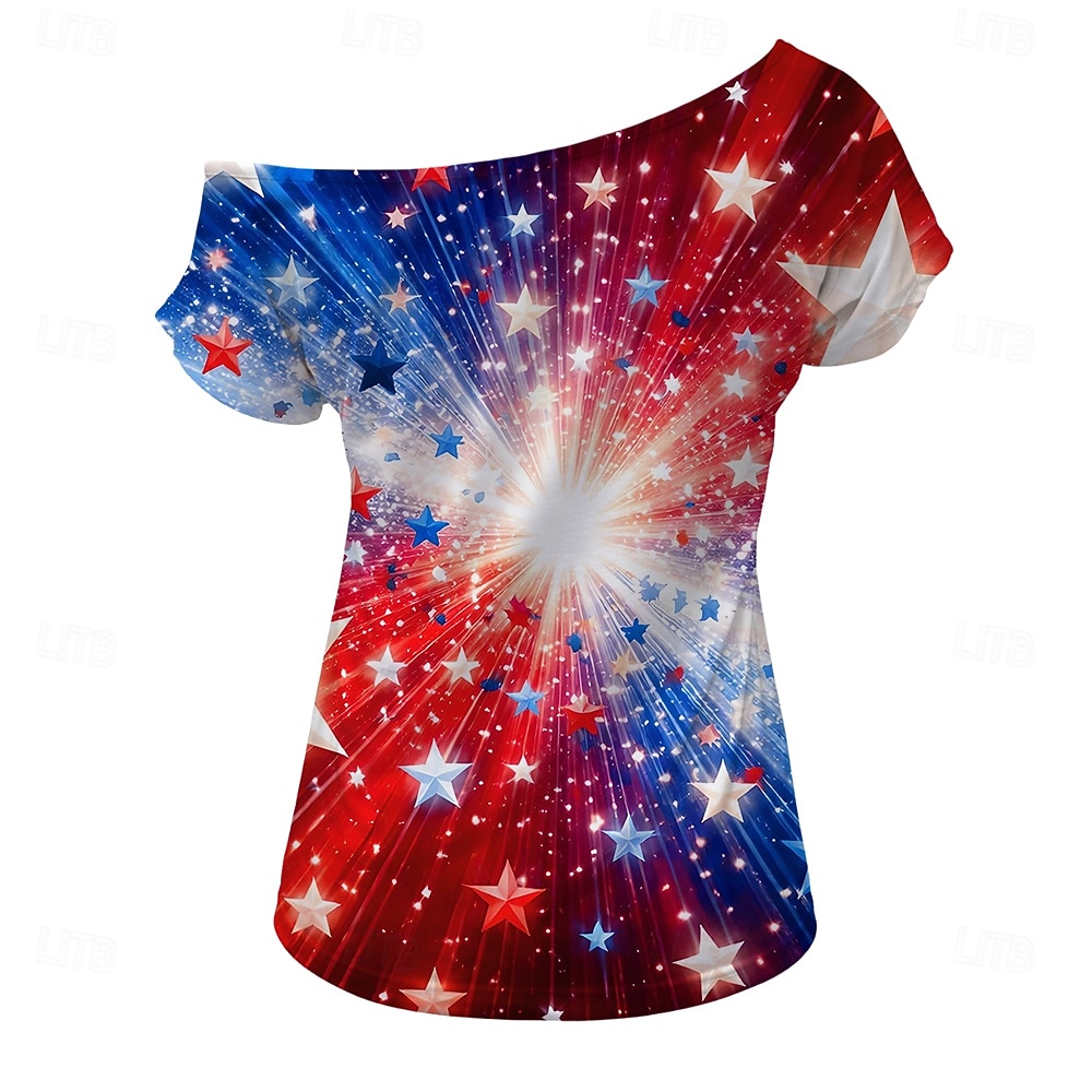 250-årsjubileum i USA Retro / vintage 1980erne T-skjorte Enskuldret Korte ermer Kostyme Dame 4. juli Uavhengighetsdagen Voksne T-Trøye 2026 - $18.99 –P4