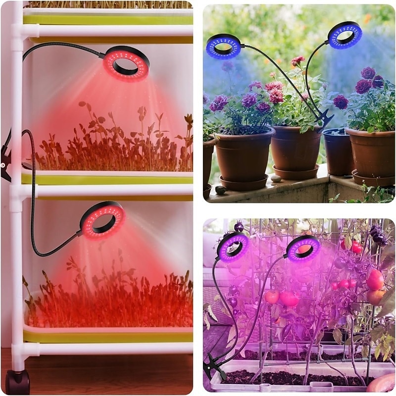 Luminária de LED para cultivo de plantas com 1/2/3/4 LEDs, espectro completo, 48 LEDs, temporizador, brilho ajustável, alimentação USB 5V, ideal para plantas de interior, hidroponia, hortaliças, de 2026 por $18.49 –P1