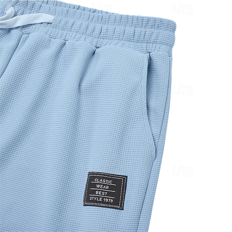 Pánské Vaflová Tepláky Kalhoty Volné kalhoty Tepláky s rovnými nohama Šňůrky Elastický pas Pevná barva Pohodlné Plná délka Denní Venkovní Streetwear Módní Klasický styl Černá Bílá Neelastické 2026 - $25.99 –P2
