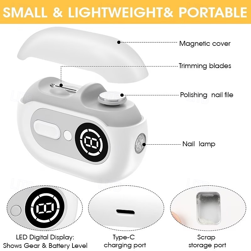 Электрическая пилочка для ногтей 4-в-1 с аккумулятором и светодиодной подсветкой, питанием от USB, обеспечивает салонное качество, имеет 2 скорости и подходит для женщин, мужчин, взрослых и пожилых 2026 - $45.99 –P9