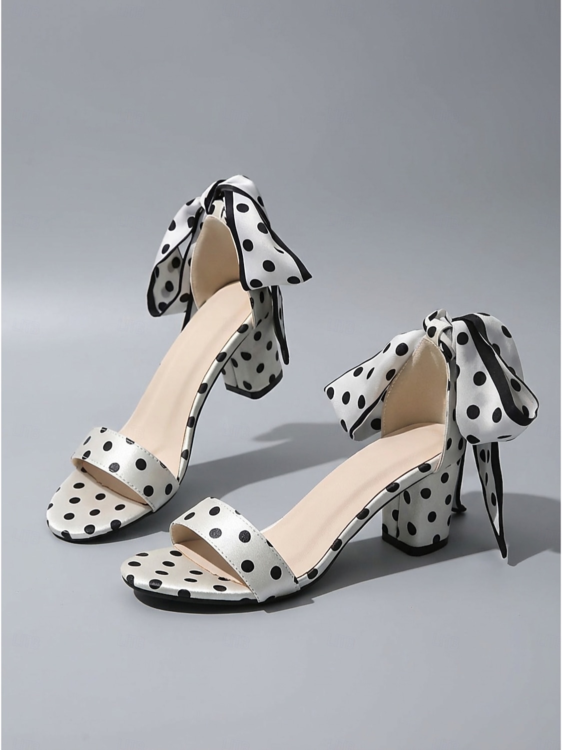 sandali da donna con tacco a blocco a pois bianchi e neri – eleganti scarpe eleganti con fiocco alla caviglia anni '50 per invitati a matrimoni, feste e occasioni speciali del 2026 a $29.99 –P3