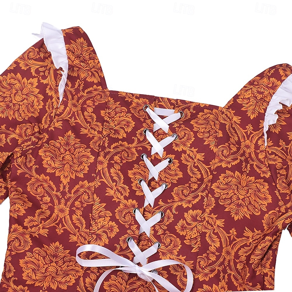 Mittelalterlich Renaissance Bodenlang Kleid langarm Prinz Königin A-Linie Kostüm Damen königlich Halloween Karneval Maskerade Renaissance-Messe LARP Erwachsene Kleid Ganzjahres 2026 - $91.99 –P3