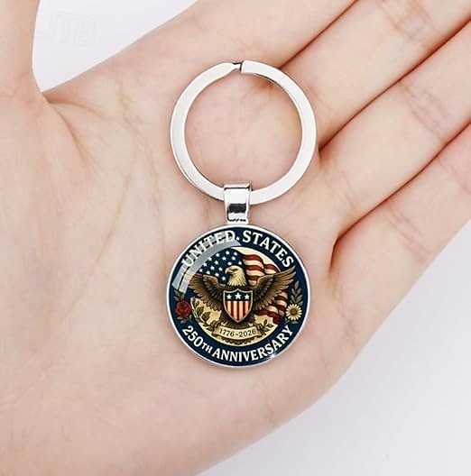 8 delar 250 år av frihet, amerikanskt 250-årsjubileum, nyckelringar i zinklegering &kristallglas, amerikansk historia &patriotiska symboler, amerikansk flagga &Eagle Capitol självständighetsdag 2026 - $13.99 –P3