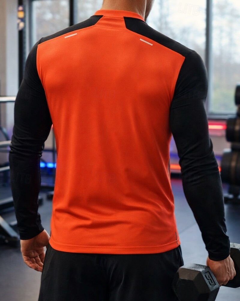 Per uomo Blocco di colori T-shirt da corsa Maglia a compressione Maglia atletica Maglia da corsa Sport in alto Primavera Autunno Patchwork Blocco di colore Cerniera a un quarto Manica Lunga del 2026 a $23.99 –P3