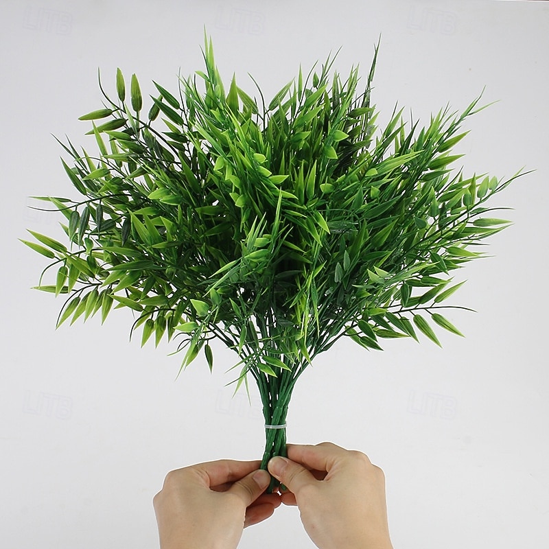 6 wiązek sztucznych liści bambusa, sztuczne kwiaty z tworzywa sztucznego do dekoracji wnętrz, kompozycja stołowa do salonu i ogrodu 2026 - $19.99 –P3