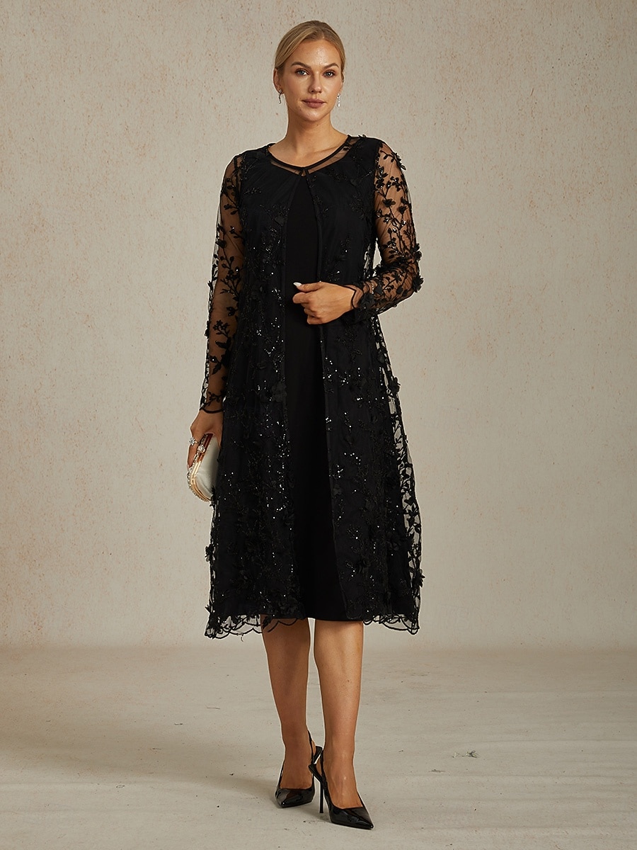 Női Blézer Dzsekik Kényelmes Csipke Hímzett Flitter Strassz Elegáns Virágos Hétköznapi Napi Kerek nyakkivágás Normál Háromnegyedes Felsőruházat Fekete Nyár Tavasz 2026 - $103.99 –P1