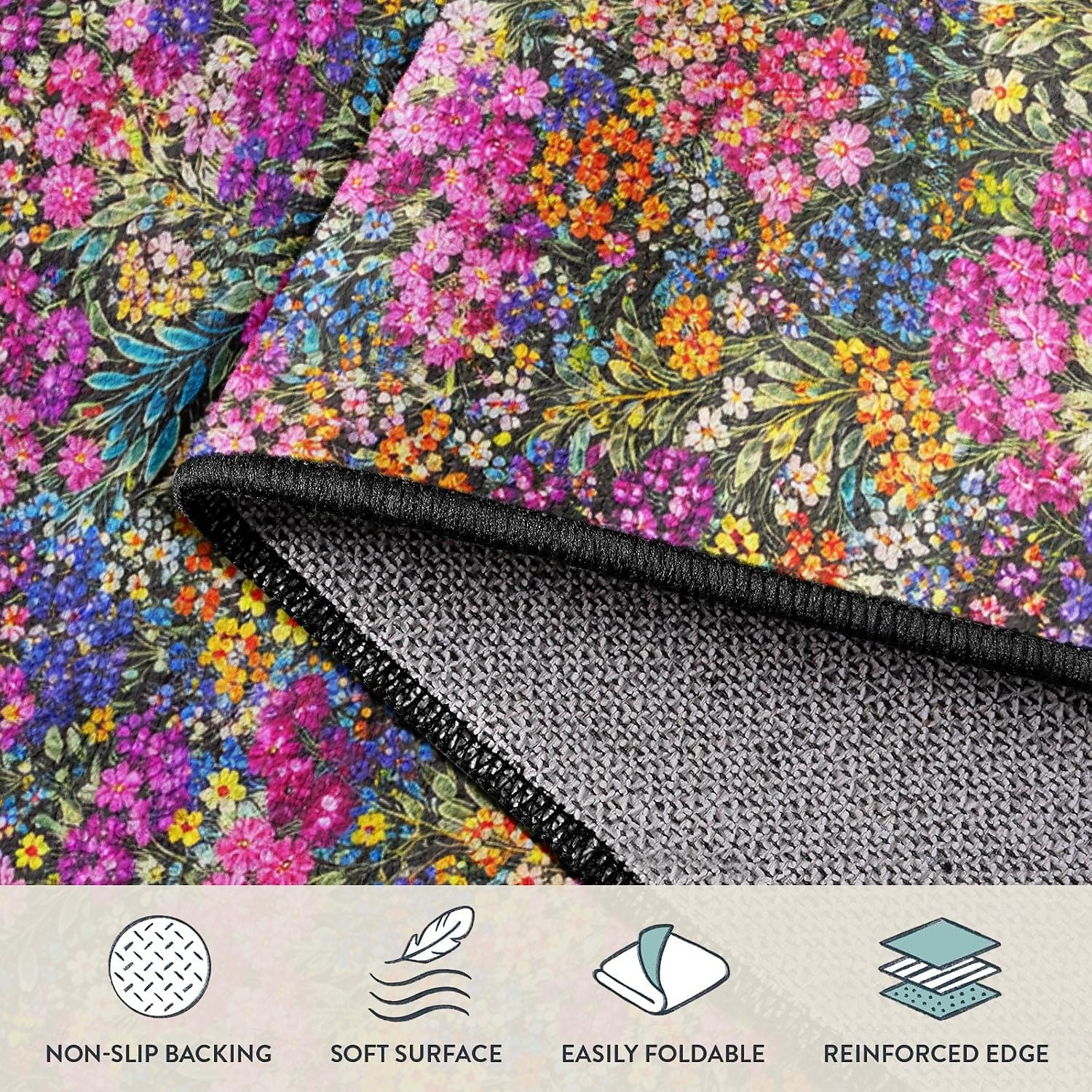 virágos szőnyeg színes virágmintás szőnyeg nappaliba, hálószobába, irodába, lakberendezéshez, csúszásmentes, könnyen tisztítható, puha, tartós 2026 - $14.49 –P3