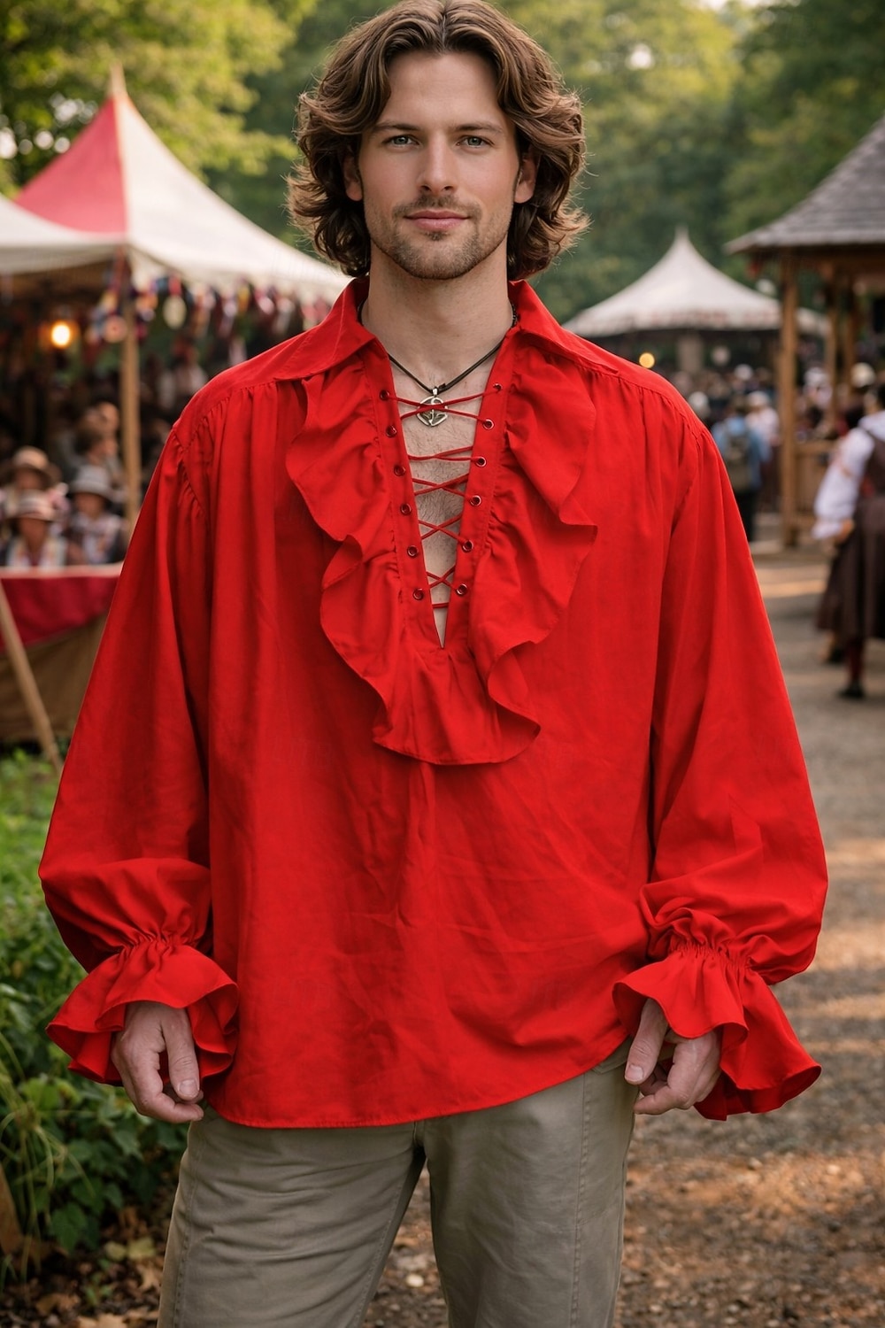 ימי הביניים רנסנס סטימפונק חולצה פיראט אביר ויקינג תחפושות בגדי ריקוד גברים פיראט האלווין (ליל כל הקדושים) קרנבל הצגה מסיבה\אירוע ערב LARP מבוגרים חולצה 2026 - $27.99 –P7